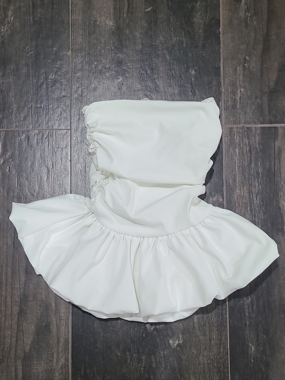 Zara White Ruffle Peplum Strapless Top